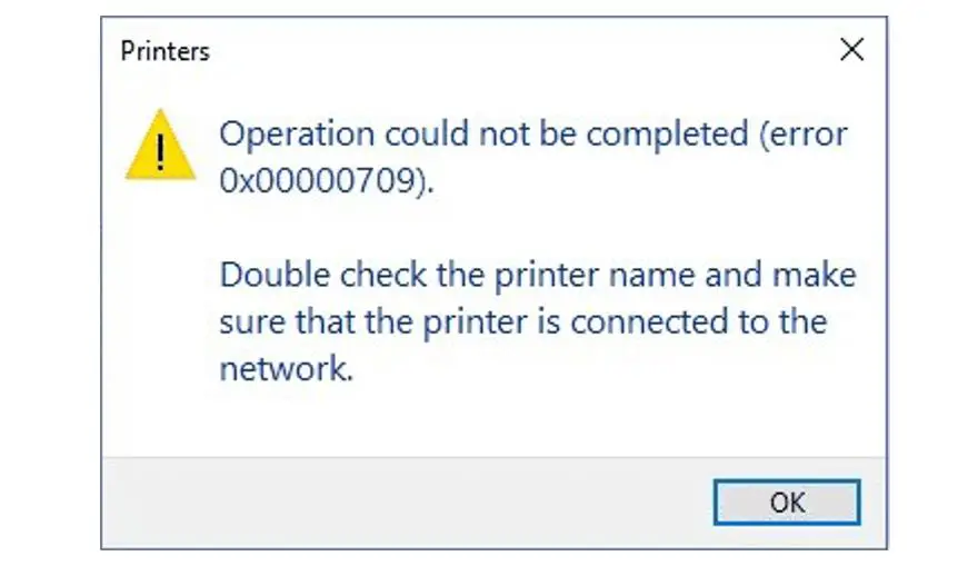 printer error 0x00000709