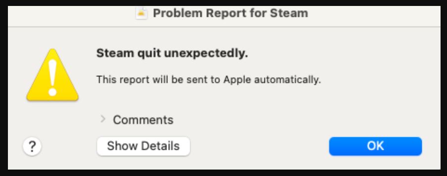 Steam Quit Unexpectedly